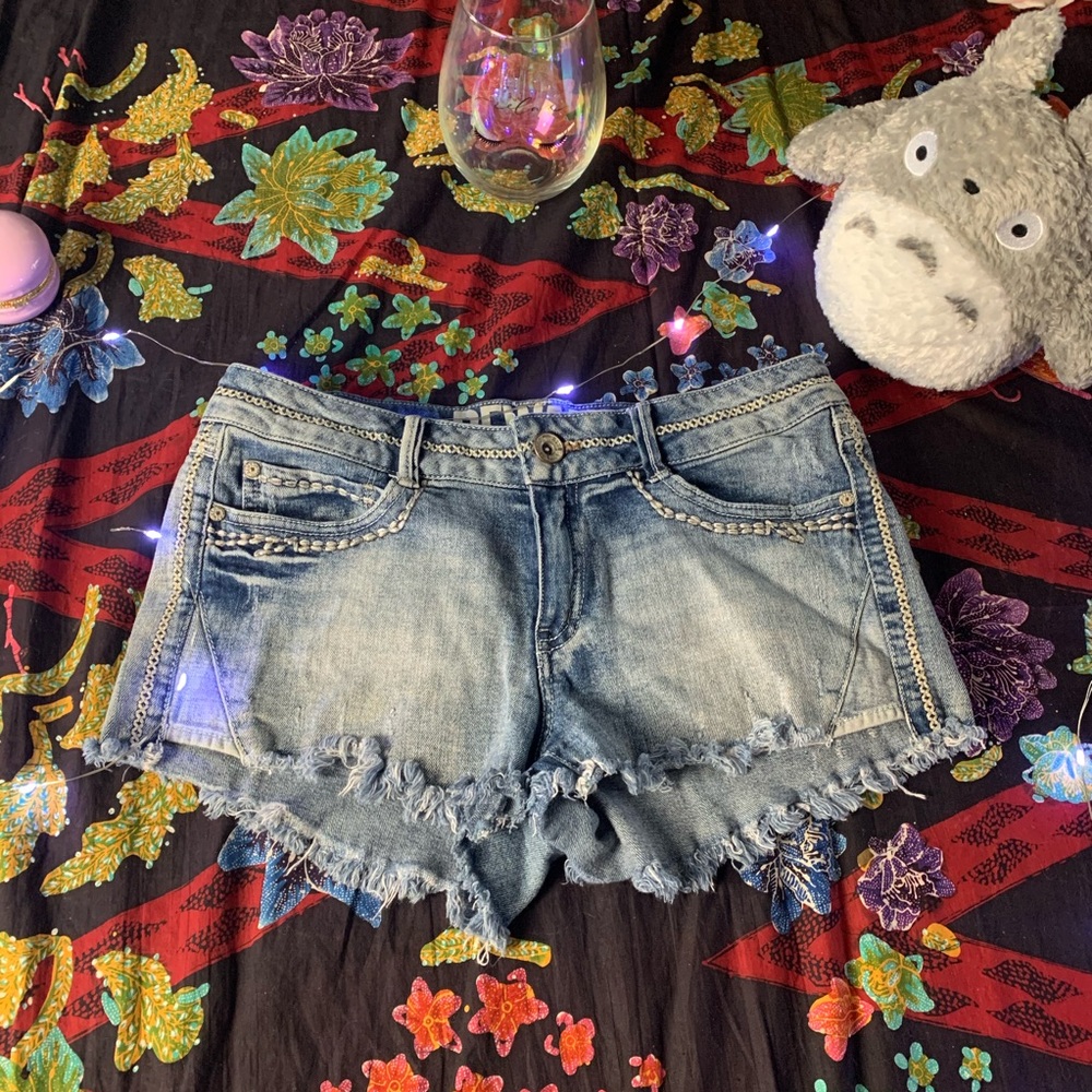 Rewash Denim Embroidered Shorts